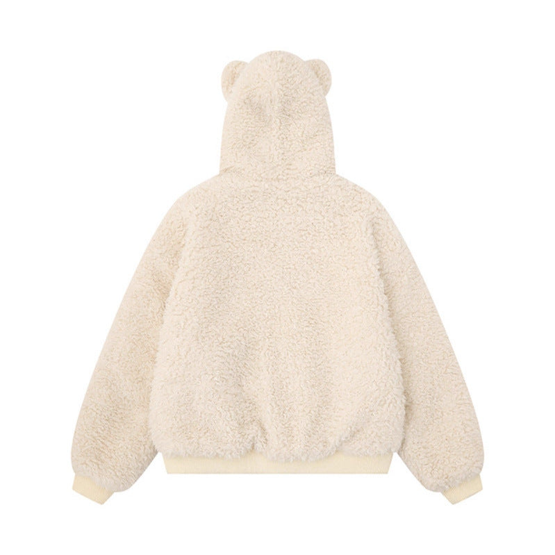 Ears Hooded Cotton Coat  Winter Loose Youthful Warm Thick Short Cotton Jacket