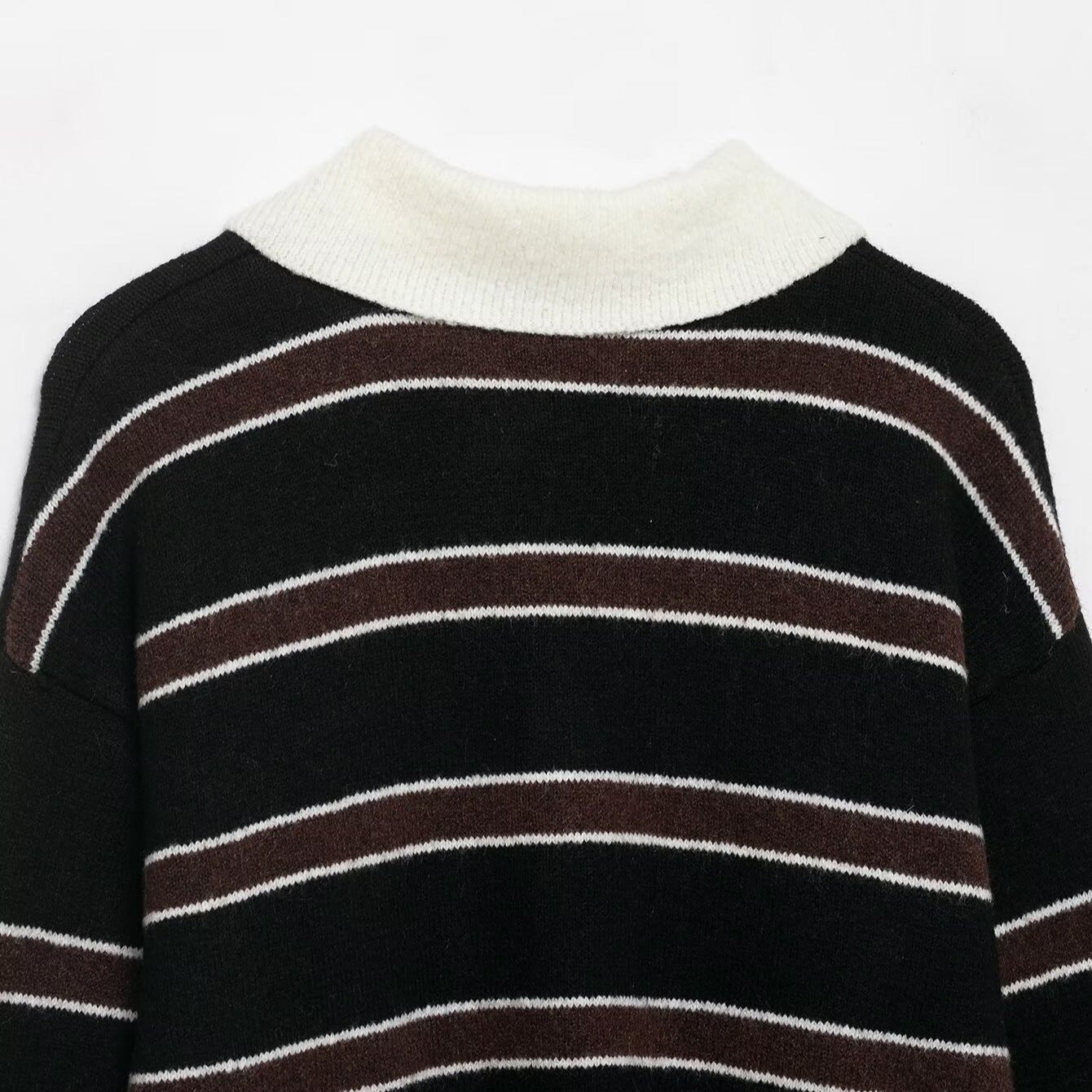 POLO collar striped knitted sweater