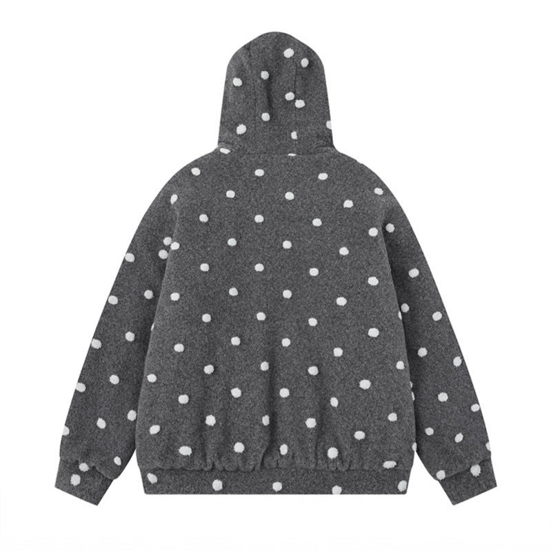 Collar Hooded Cotton Coat Women Sweet Cool Style Loose Woolen Thickened Outerwear