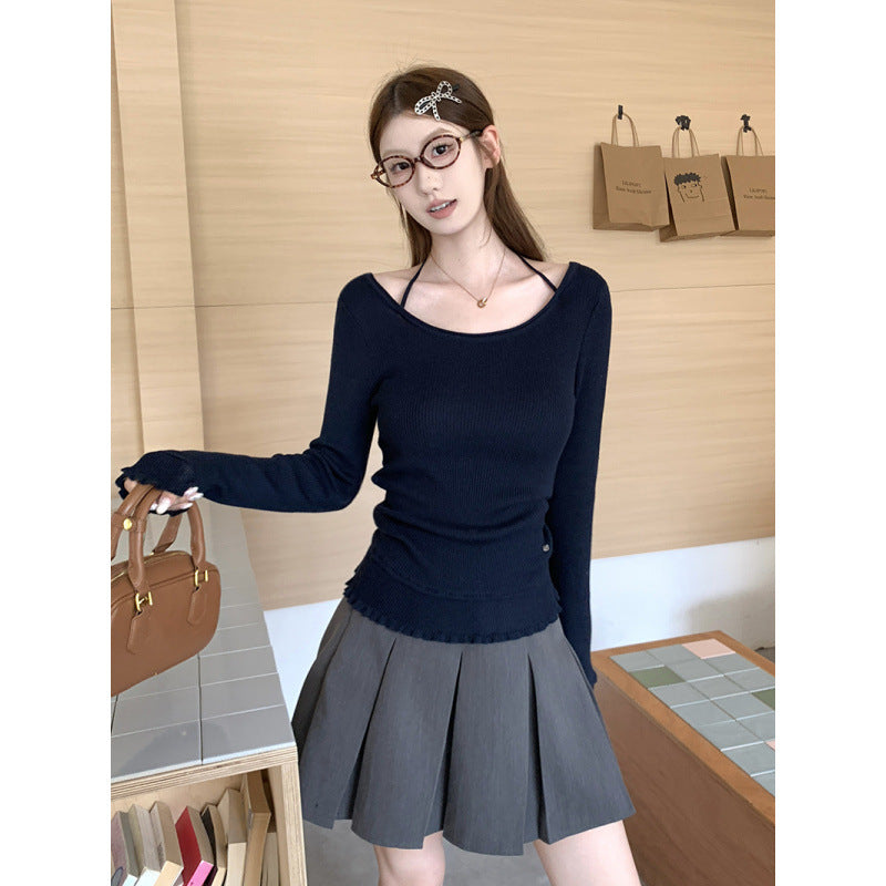 Design Sense  Ruffled Strapless Off-Shoulder Long Sleeve Top