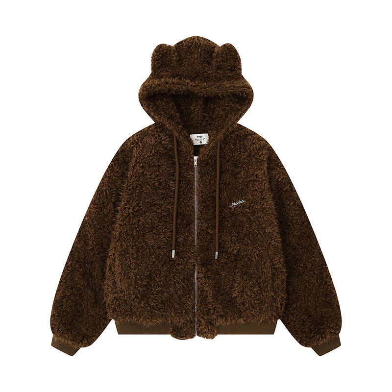 Ears Hooded Cotton Coat  Winter Loose Youthful Warm Thick Short Cotton Jacket