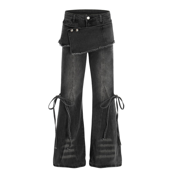 Women's Urban Edgy Casual Pants with Denim Decorative