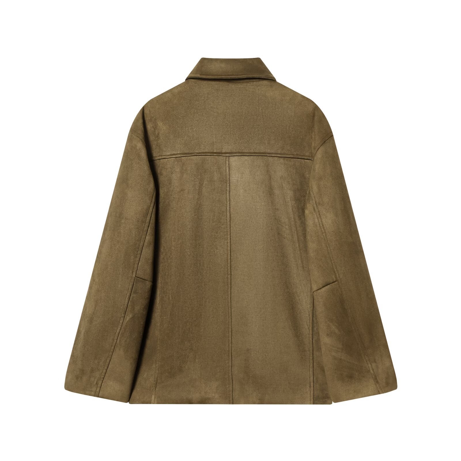 Pocket embellished suede leather jacket
