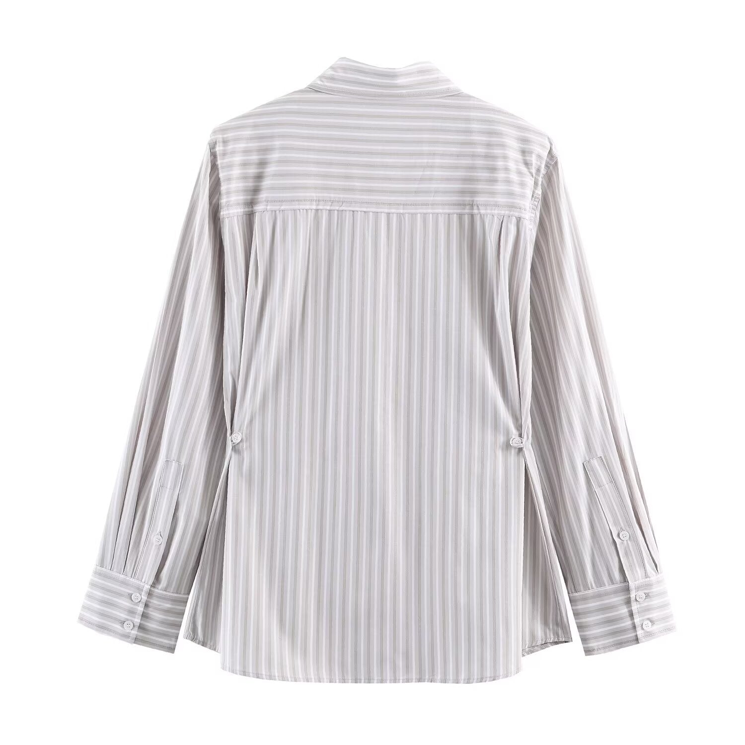 Striped shoulder padded poplin shirt