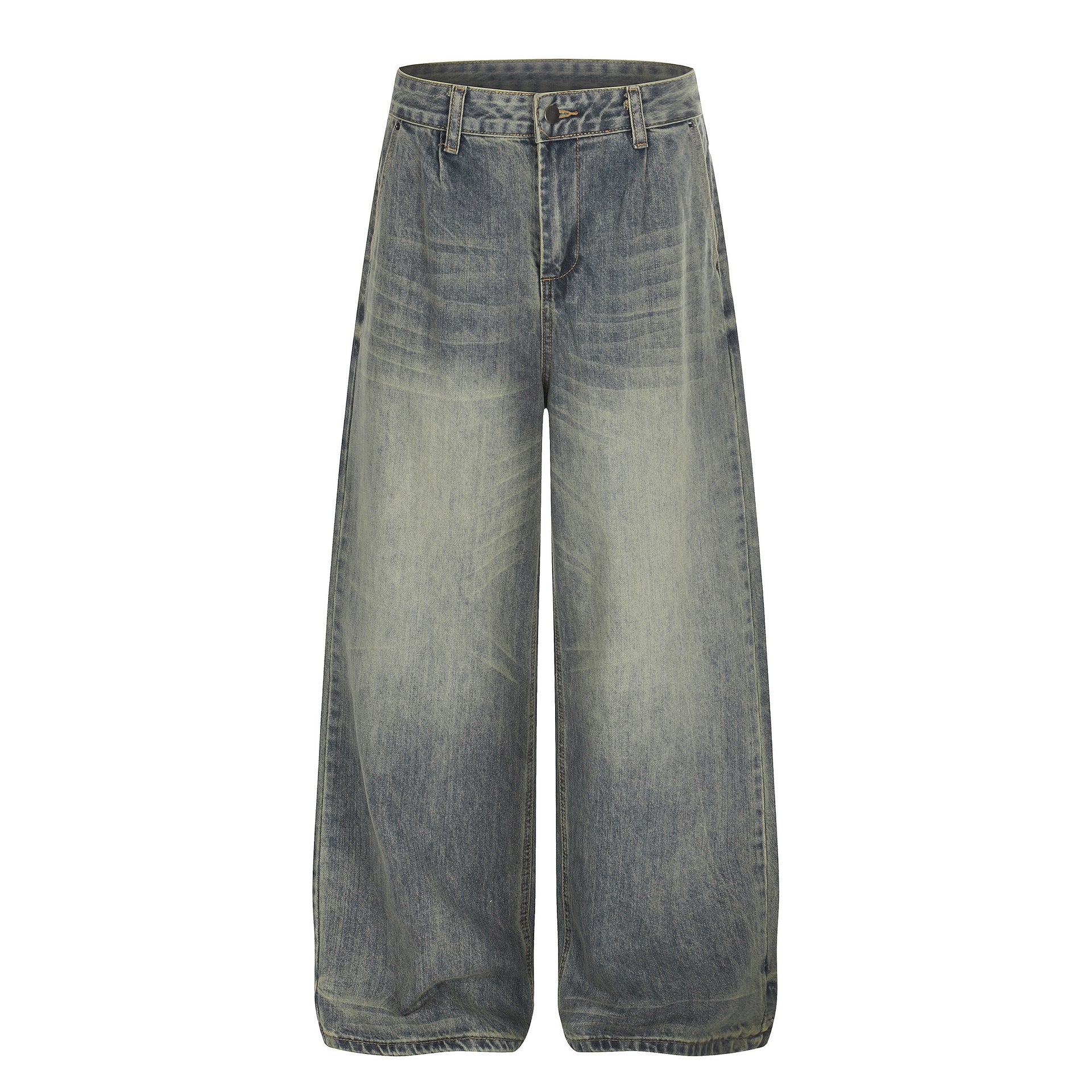 Loose Straight Leg Denim Pants Street Style Distressed Jeans