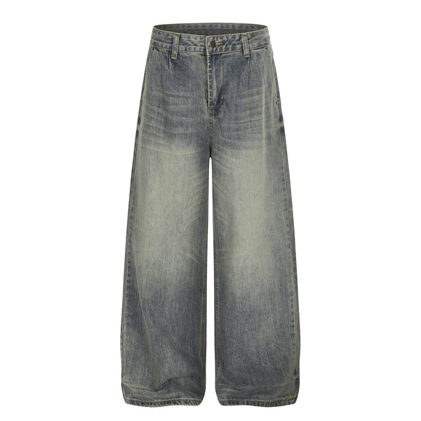 Loose Straight Leg Denim Pants Street Style Distressed Jeans
