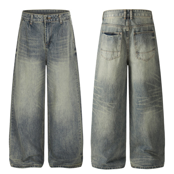 Loose Straight Leg Denim Pants Street Style Distressed Jeans