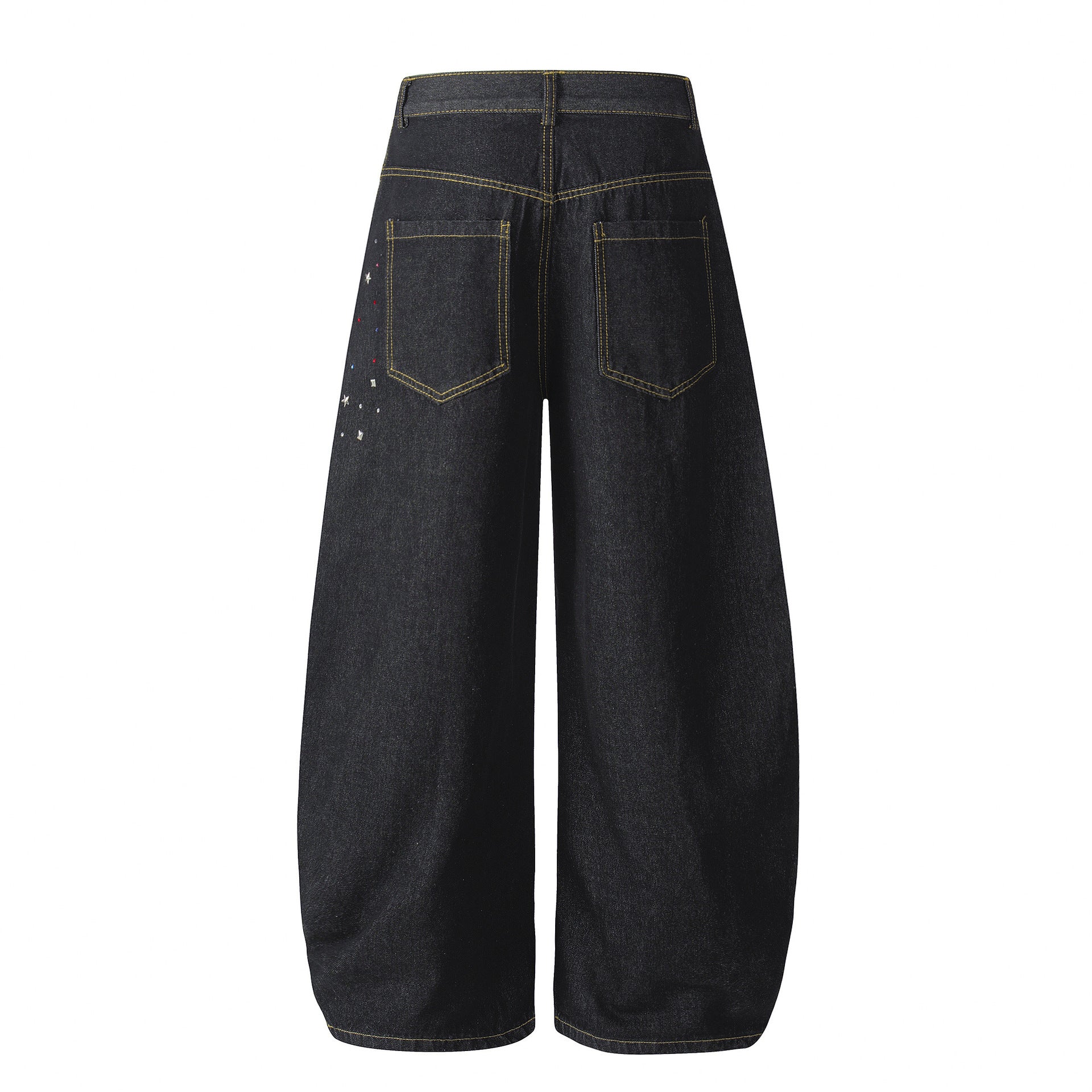 Loose Fit Decorative Beaded Knife-Edge Jeans Pants