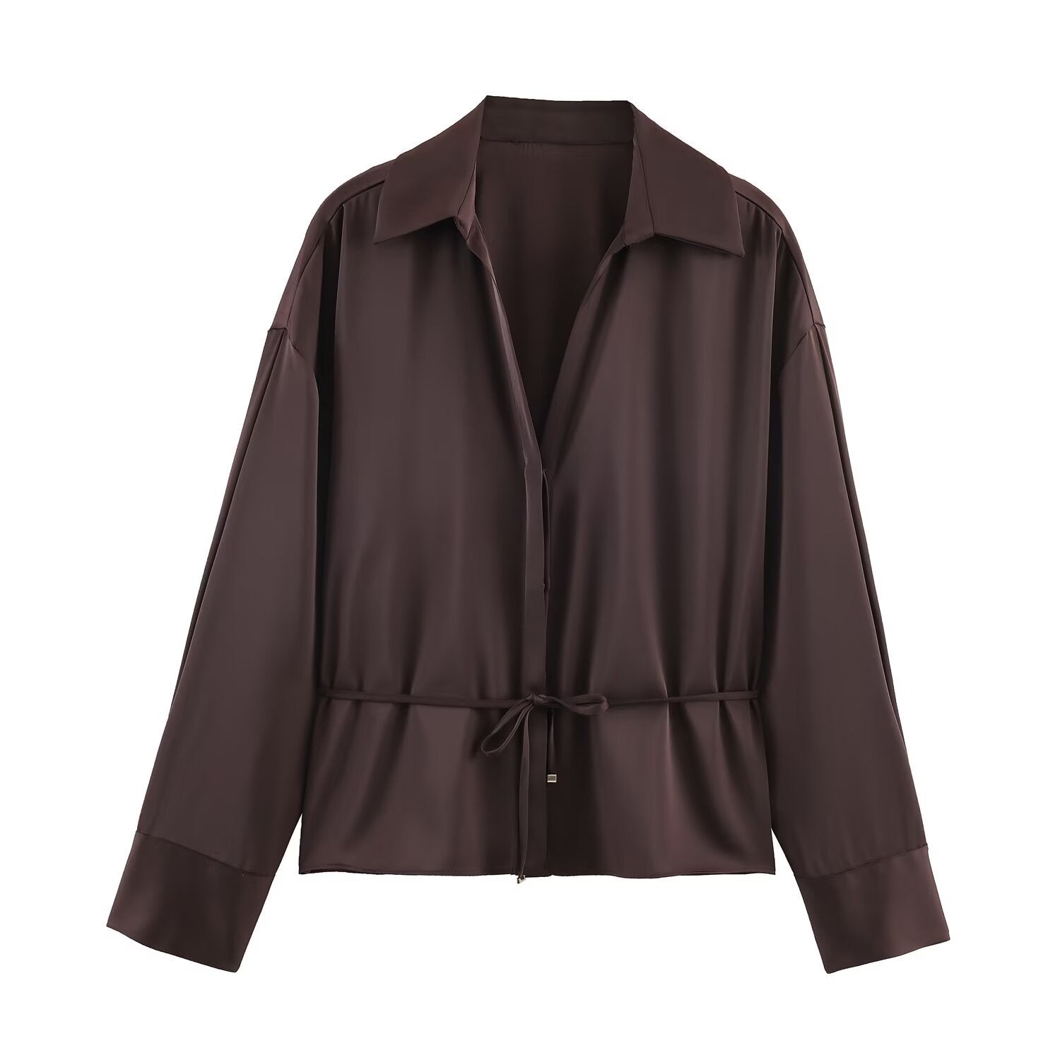 Silk textured shirt with waistband