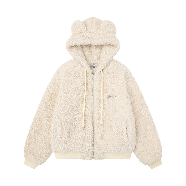 Ears Hooded Cotton Coat  Winter Loose Youthful Warm Thick Short Cotton Jacket
