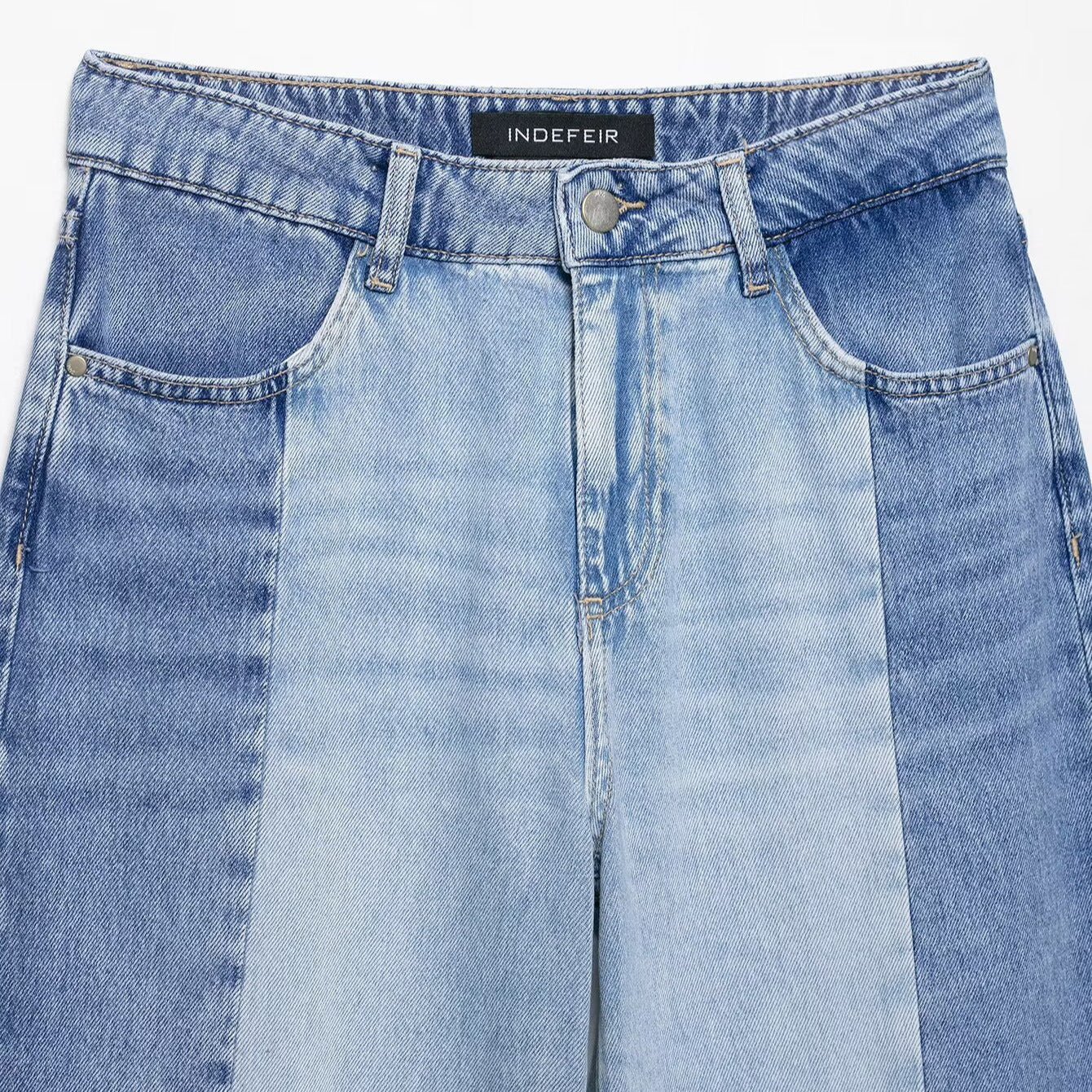 Splicing high waist wide leg jeans
