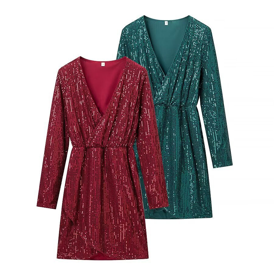 Fashionable  Style Sequin Long Sleeve Dress for Women