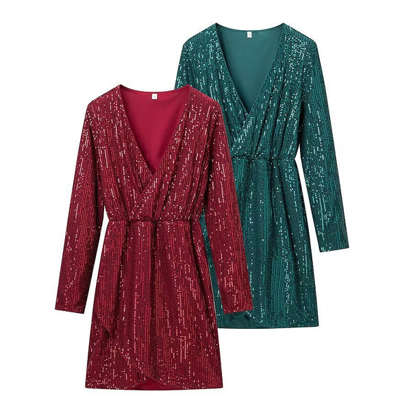 Fashionable  Style Sequin Long Sleeve Dress for Women