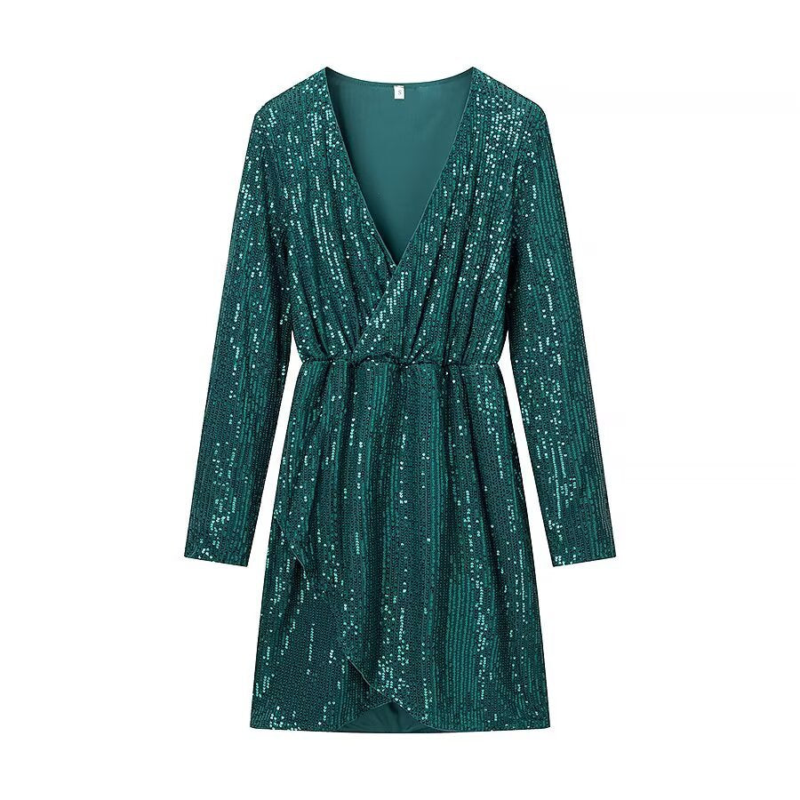Fashionable  Style Sequin Long Sleeve Dress for Women