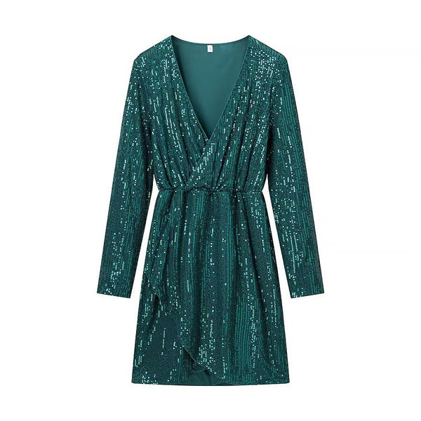Fashionable  Style Sequin Long Sleeve Dress for Women