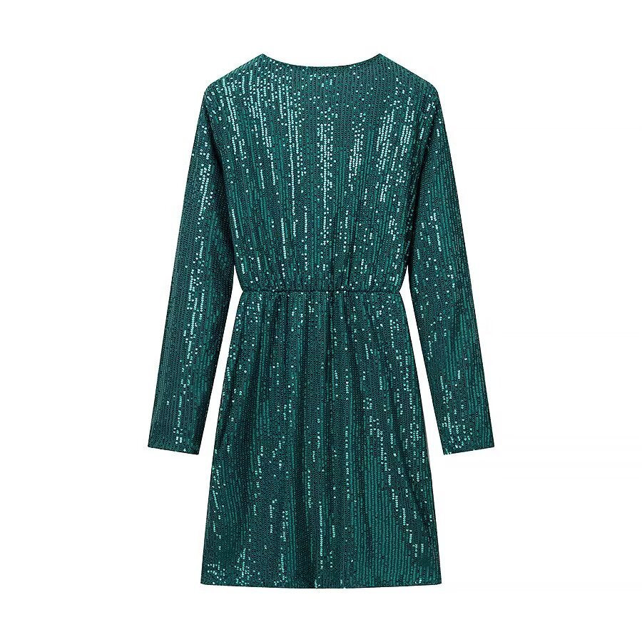 Fashionable  Style Sequin Long Sleeve Dress for Women