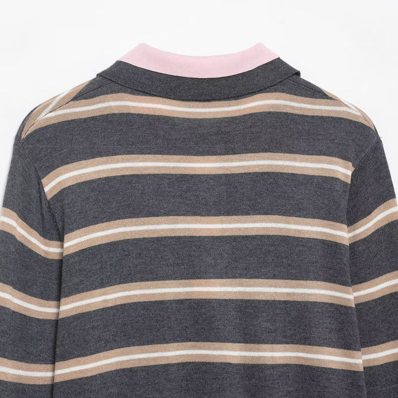 Splicing striped knitted polo shirt
