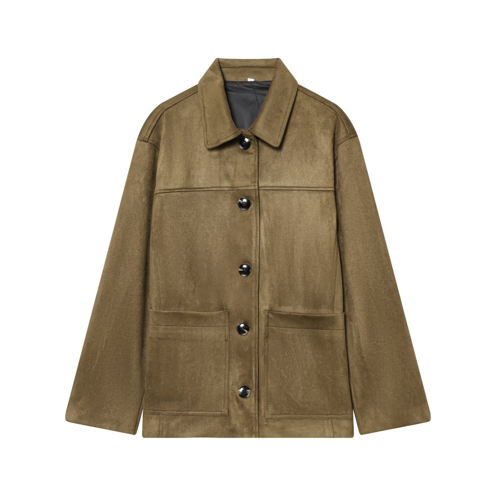 Pocket embellished suede leather jacket