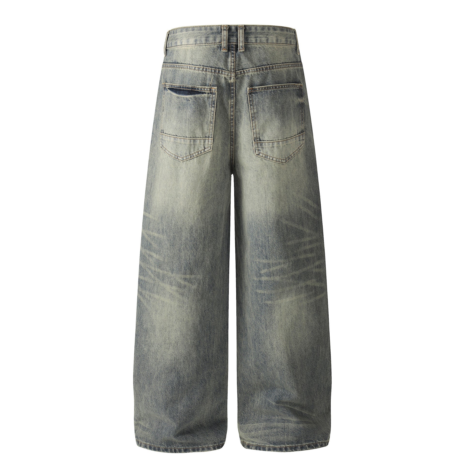 Loose Straight Leg Denim Pants Street Style Distressed Jeans