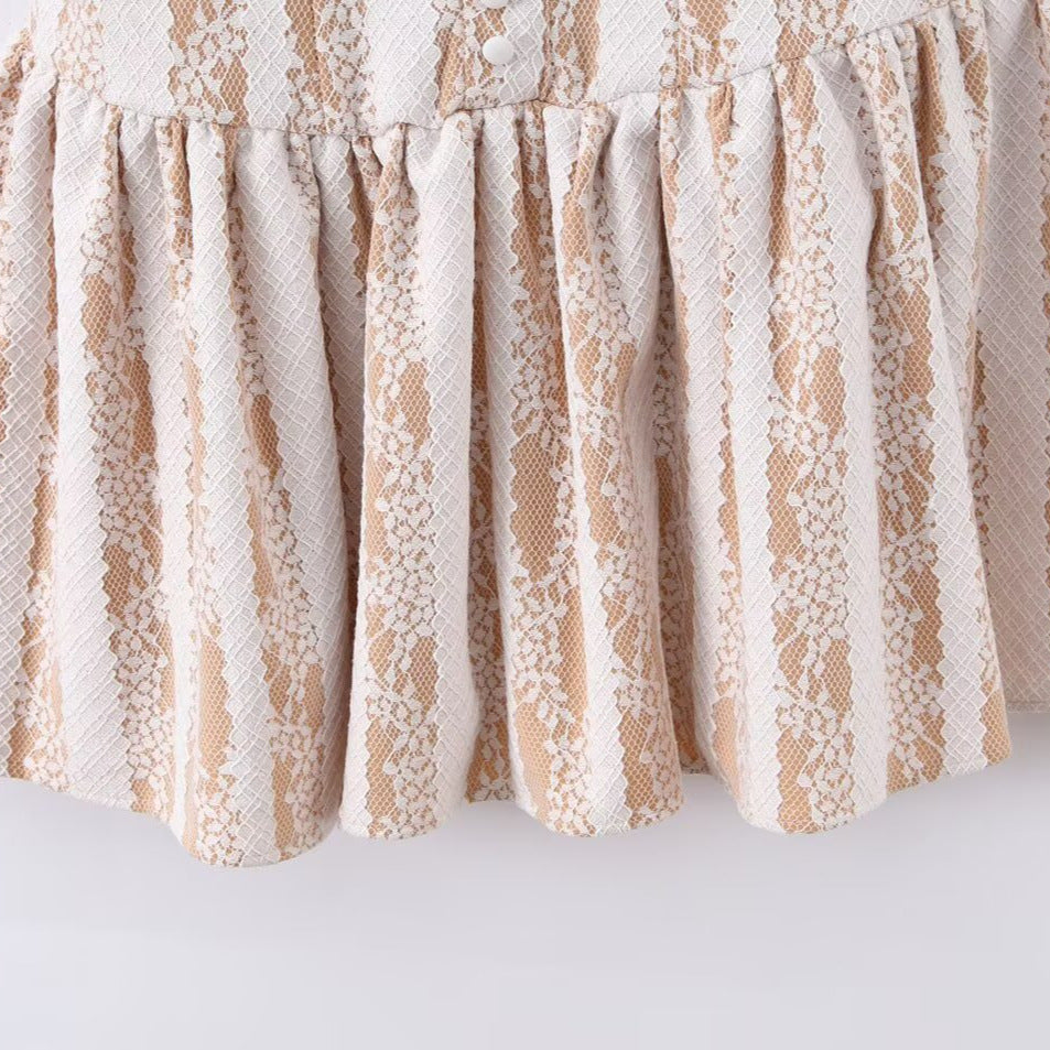 Style Lace Spliced Sleeveless Round Neck Waist-Cinching Fitted Dress