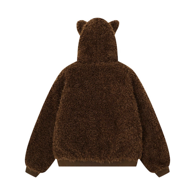 Ears Hooded Cotton Coat  Winter Loose Youthful Warm Thick Short Cotton Jacket