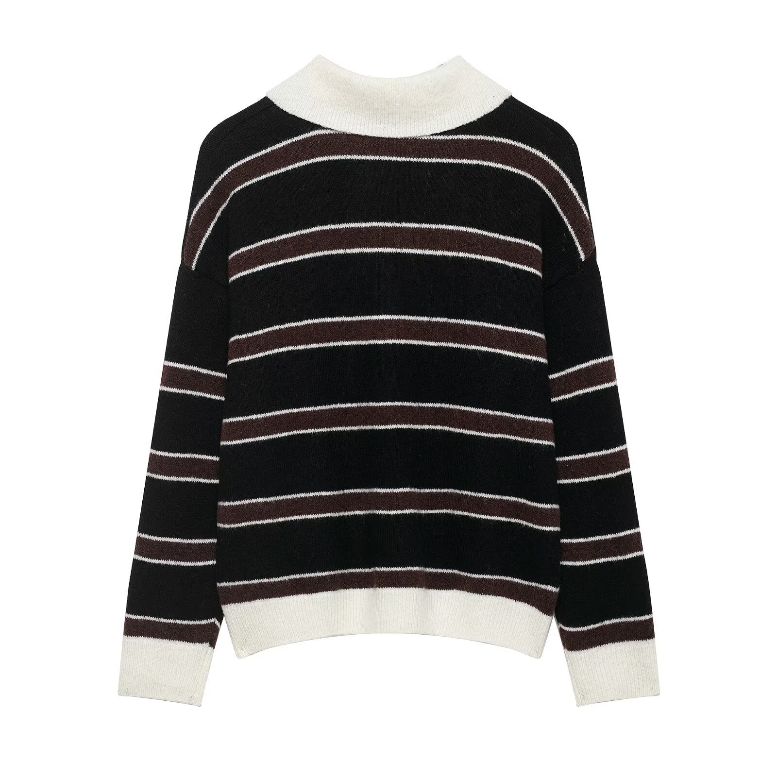 POLO collar striped knitted sweater