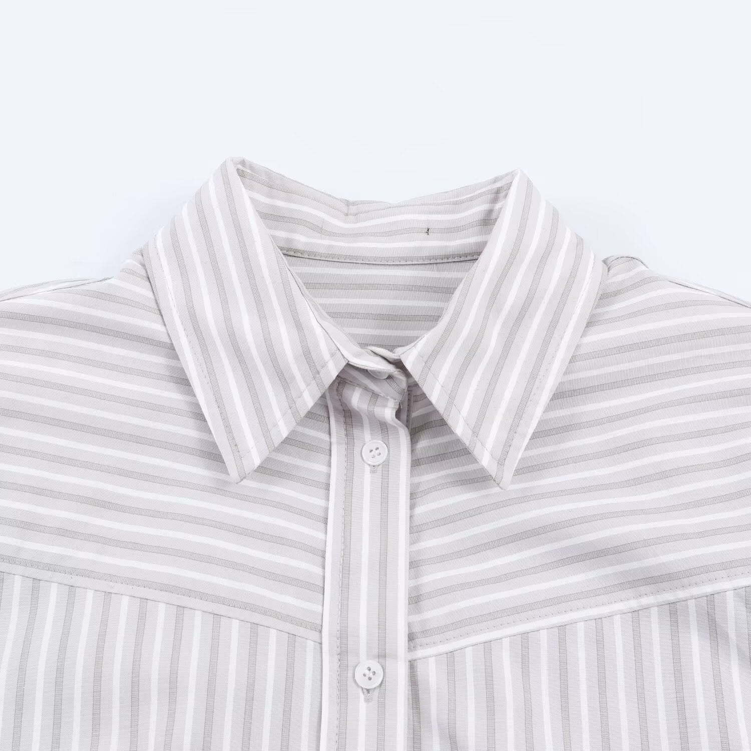 Striped shoulder padded poplin shirt