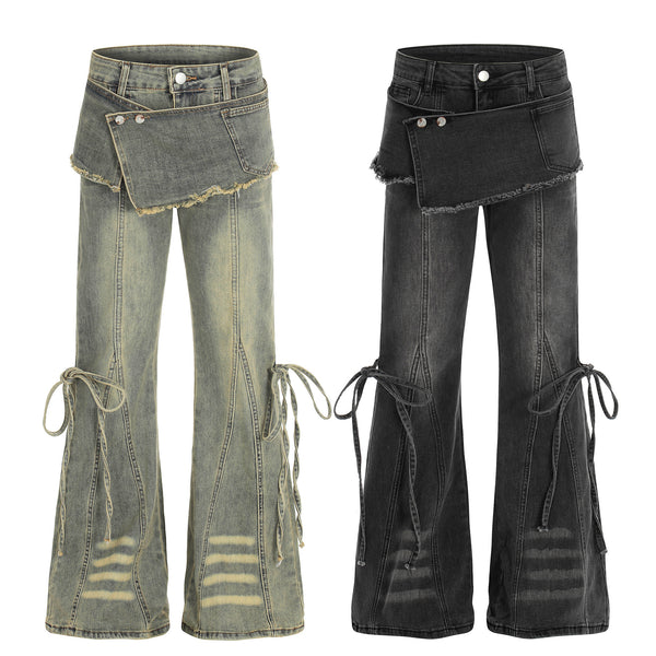 Women's Urban Edgy Casual Pants with Denim Decorative