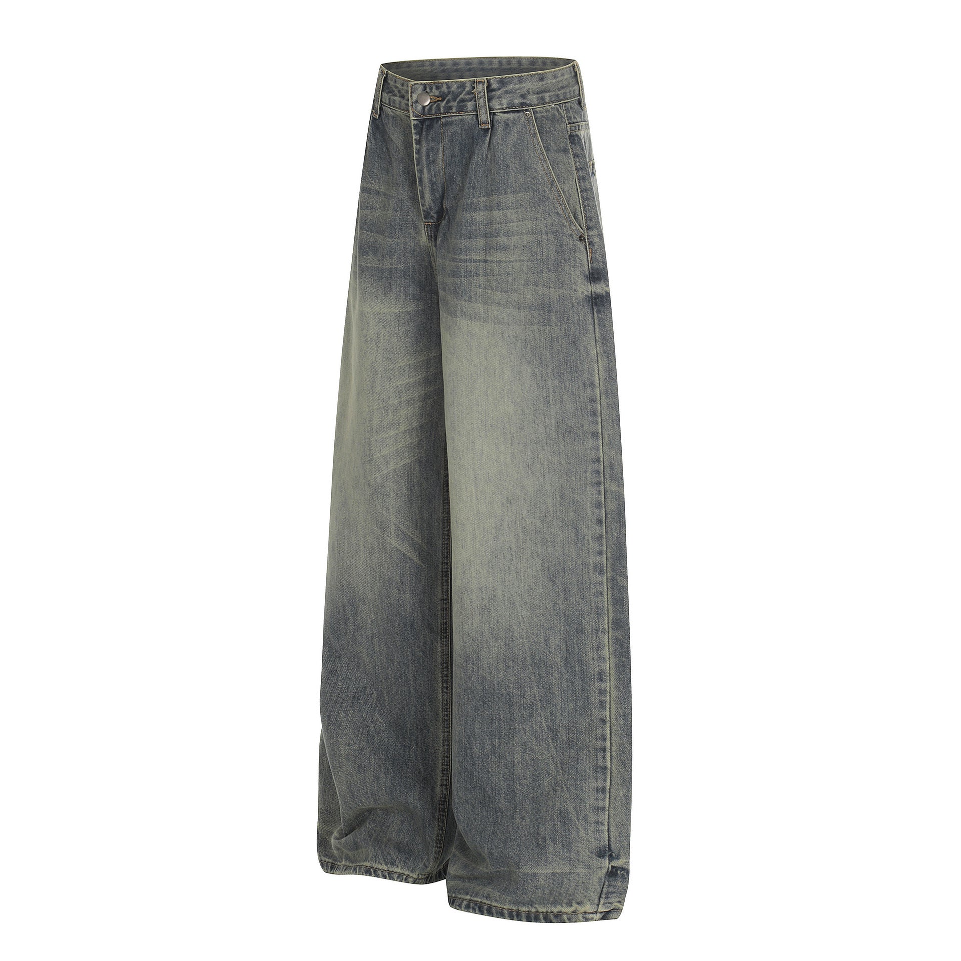 Loose Straight Leg Denim Pants Street Style Distressed Jeans