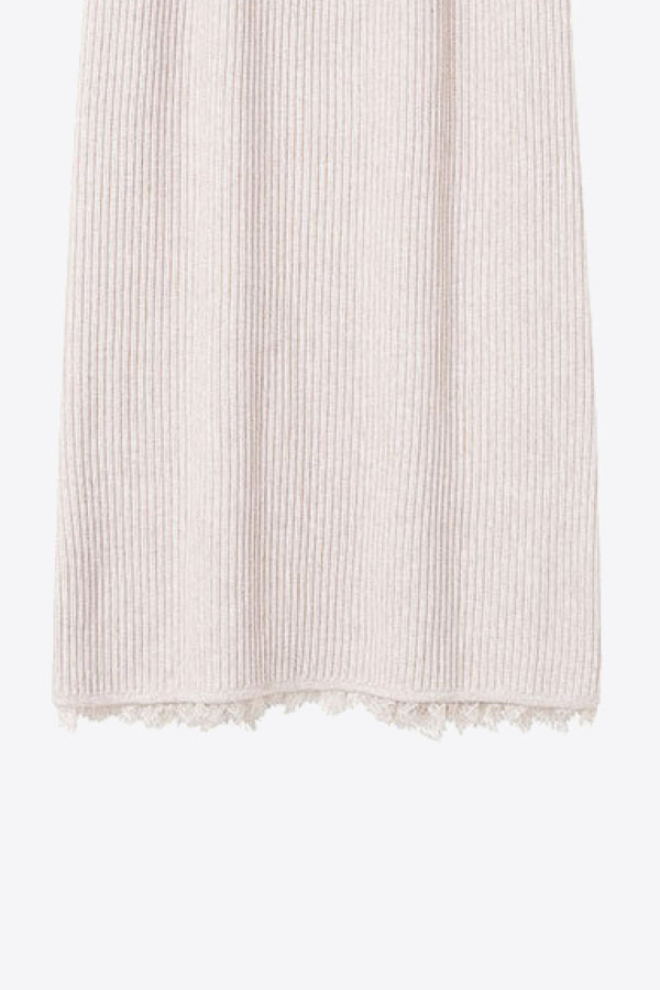 Lace Trim Rib-Knit Skirt